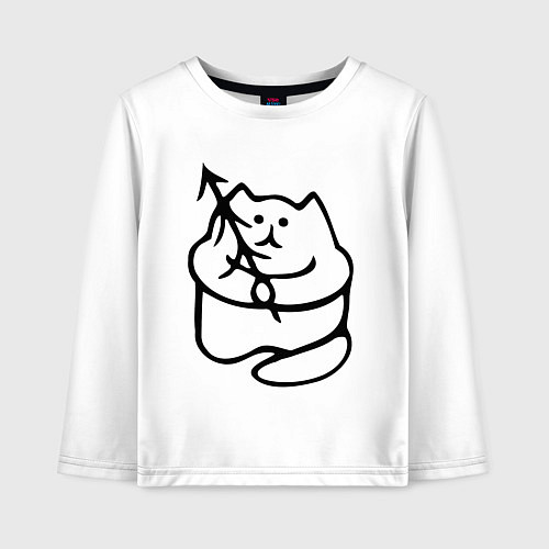 Детский лонгслив Котик с елкой / Белый – фото 1
