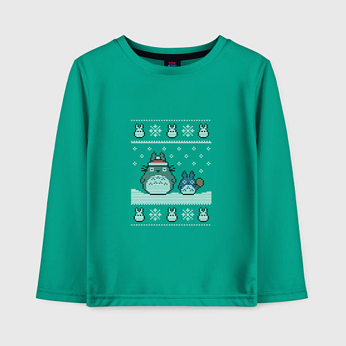 Детский лонгслив Новогодние тоторики - ugly sweater / Зеленый – фото 1