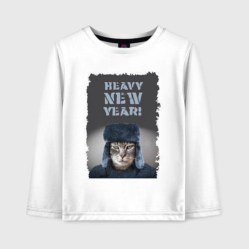 Детский лонгслив Котяра в шапке ушанке / Белый – фото 1