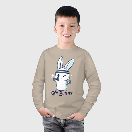 Детский лонгслив Gym bunny / Миндальный – фото 3
