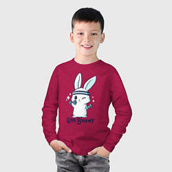 Лонгслив хлопковый детский Gym bunny, цвет: маджента — фото 2