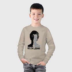 Лонгслив хлопковый детский Джон Леннон - портрет, цвет: миндальный — фото 2
