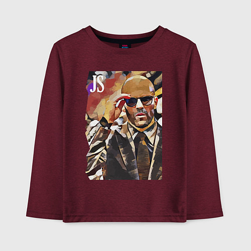 Детский лонгслив Jason Statham - кинозвезда / Меланж-бордовый – фото 1