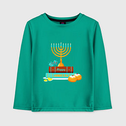 Лонгслив хлопковый детский Happy Hanukkah, цвет: зеленый