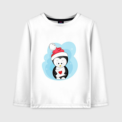 Детский лонгслив Пингвин с письмом / Белый – фото 1