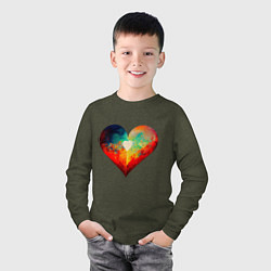 Лонгслив хлопковый детский My Heart, цвет: меланж-хаки — фото 2
