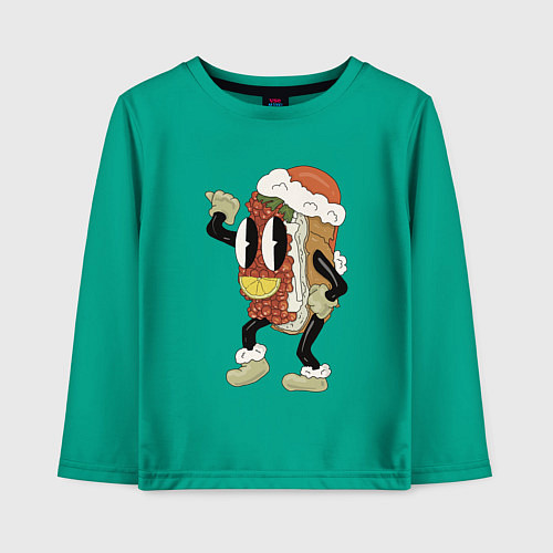 Детский лонгслив Бутер с икрой / Зеленый – фото 1