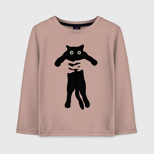 Детский лонгслив Кот на ручках / Пыльно-розовый – фото 1