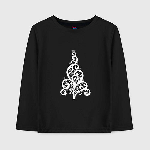 Детский лонгслив Елка вензеля белая / Черный – фото 1