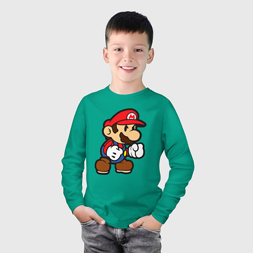Детский лонгслив Классический Марио / Зеленый – фото 3