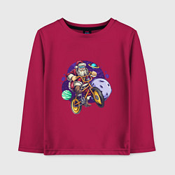 Лонгслив хлопковый детский Санта на велосипеде, цвет: маджента