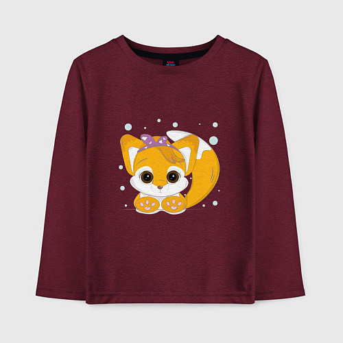 Детский лонгслив Милая лисичка / Меланж-бордовый – фото 1
