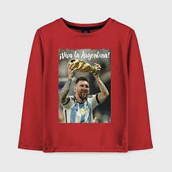 Лонгслив хлопковый детский Lionel Messi - world champion - Argentina, цвет: красный