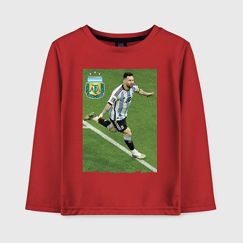 Детский лонгслив Argentina - Lionel Messi - world champion / Красный – фото 1