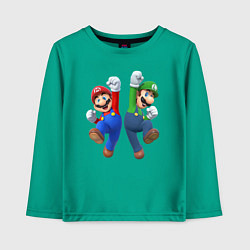 Лонгслив хлопковый детский Марио и Луиджи, цвет: зеленый