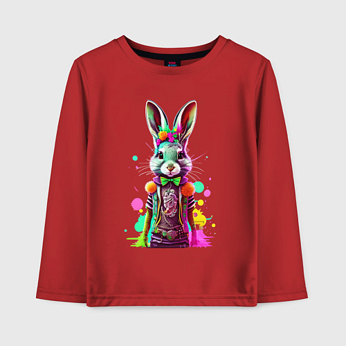 Детский лонгслив Яркий кролик / Красный – фото 1