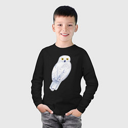 Лонгслив хлопковый детский Белая полярная сова, цвет: черный — фото 2