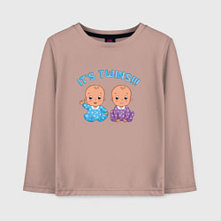 Лонгслив хлопковый детский Это близнецы!, цвет: пыльно-розовый