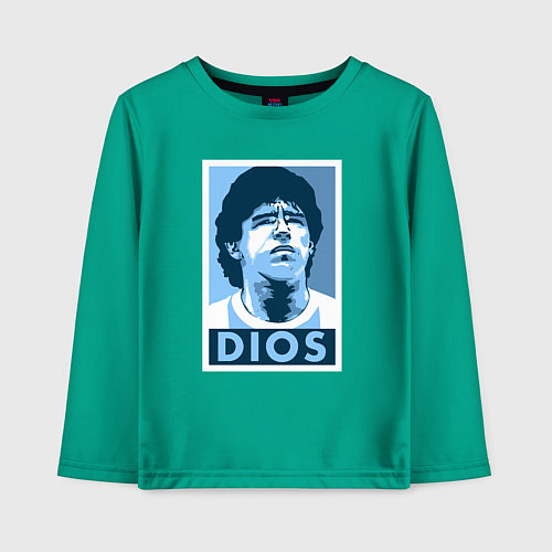 Детский лонгслив Dios Maradona / Зеленый – фото 1