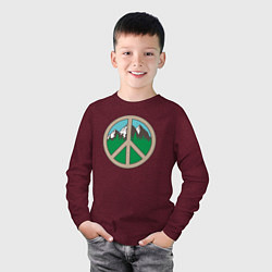 Лонгслив хлопковый детский Peace nature, цвет: меланж-бордовый — фото 2