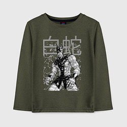Лонгслив хлопковый детский Whitesnake - stand of Enrico Pucci - Jojo - part 6, цвет: меланж-хаки