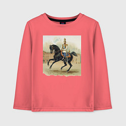 Лонгслив хлопковый детский Николай II на коне на дворцовой площади, цвет: коралловый