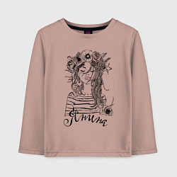 Детский лонгслив Янина в венке из летних цветов