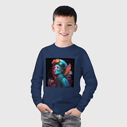 Лонгслив хлопковый детский Девушка с воображением, цвет: тёмно-синий — фото 2