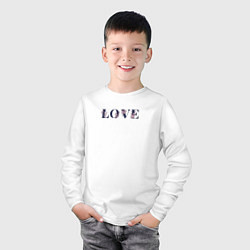 Лонгслив хлопковый детский Любовь с контурными цветами, цвет: белый — фото 2