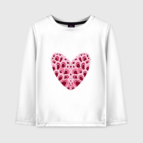Детский лонгслив Красно-розовое сердце / Белый – фото 1