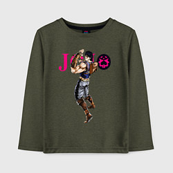 Лонгслив хлопковый детский Джонатан Джостар - JoJo Bizarre Adventure, цвет: меланж-хаки