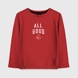 Лонгслив хлопковый детский All good white, цвет: красный