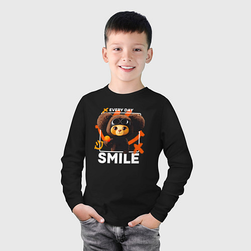 Детский лонгслив Every day smile / Черный – фото 3