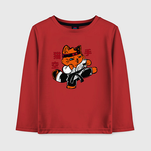 Детский лонгслив Кот каратист art / Красный – фото 1