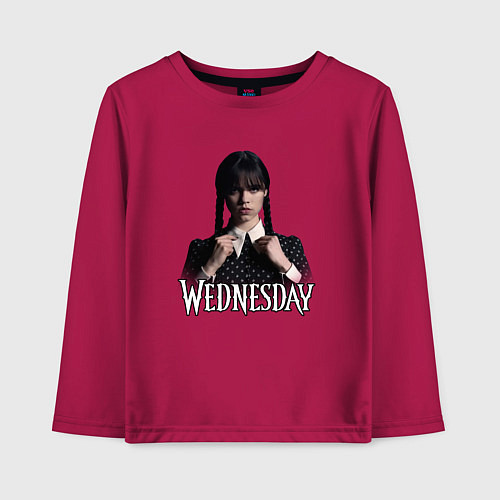Детский лонгслив Wednesday поправляет воротник / Маджента – фото 1