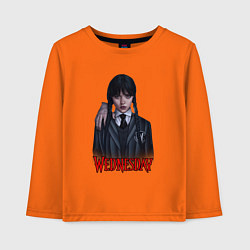 Лонгслив хлопковый детский Уэнсдэй с рукой рисунок, цвет: оранжевый