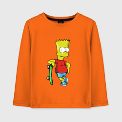 Лонгслив хлопковый детский Барт и скейт, цвет: оранжевый