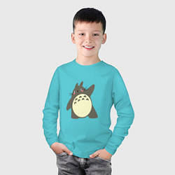 Лонгслив хлопковый детский Hello Totoro, цвет: бирюзовый — фото 2