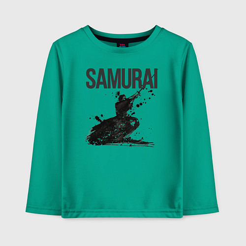 Детский лонгслив Японский боевой самурай / Зеленый – фото 1