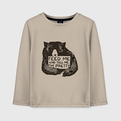 Лонгслив хлопковый детский Покорми меня, цвет: миндальный