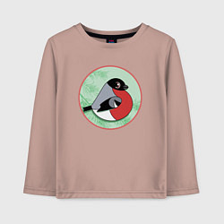 Лонгслив хлопковый детский Снегирь на ветке, цвет: пыльно-розовый