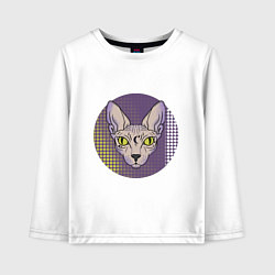 Лонгслив хлопковый детский Кошка сфинкс в татуировках, цвет: белый