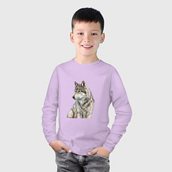 Лонгслив хлопковый детский Серая волчица, цвет: лаванда — фото 2