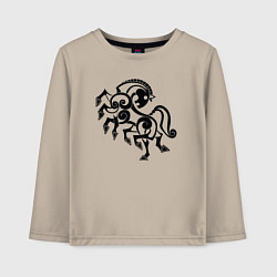 Лонгслив хлопковый детский Слейпнир конь бога Одина, цвет: миндальный