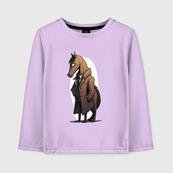 Лонгслив хлопковый детский Мультяшный конь в пальто, цвет: лаванда