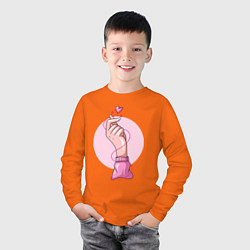Лонгслив хлопковый детский Жест любви, цвет: оранжевый — фото 2