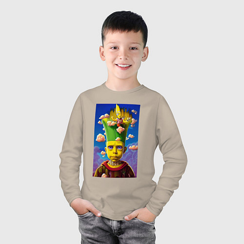 Детский лонгслив Bart Simpson - neural network - fantasy - art / Миндальный – фото 3