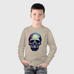 Лонгслив хлопковый детский Граффити череп, цвет: миндальный — фото 2