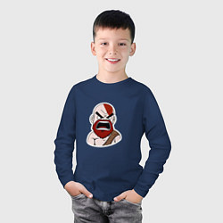 Лонгслив хлопковый детский Яростный мультяшный Кратос, цвет: тёмно-синий — фото 2