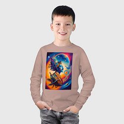 Лонгслив хлопковый детский Salvador Dali - space portrait - neural network, цвет: пыльно-розовый — фото 2